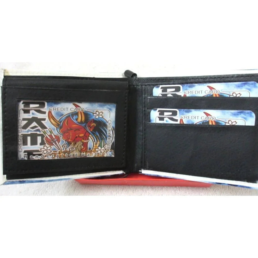 Anime Ramen Noodle Bowl Feast Handcrafted Bi-Fold Vegan Leather Wallet Gift Box